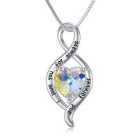 TOUPOP Sterling Silver Crystal Infinity Love Heart Pendant Necklace-undefined