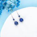 wholesale 925 Sterling Silver & Lapis Lazuli Round Bead Drop Earrings - Bohemian Style  for Her-0-2
