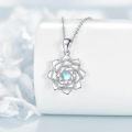 wholesale 925 Sterling Silver Lotus Flower Crystal Opal Pendant Necklace for Women-0-3