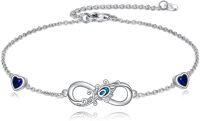 wholesale 925 Sterling Silver Blue Sapphire Infinity Love Charm Bracelet for Women Girls  6-8 Adjustable Length-Infinity Bracelet
