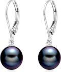 wholesale 14K Gold Black Freshwater Pearl Dangle Leverback Earrings for Women Bridesmaid Gift-0-6