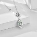 wholesale 925 Sterling Silver Green Agate Leaves Pendant Lariat Necklace for Women Gifts-0-2