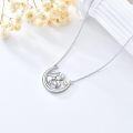 wholesale 925 Sterling Silver Moon & Heart Pendant Necklace - Gifts for Grandmas Mothers' Day Jewelry-0-3