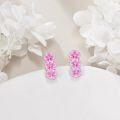 wholesale 925 Sterling Silver Pink Enamel Floral Stud Earrings - Cherry Blossom Jewelry for Women-0-2