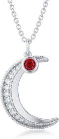 wholesale TOUPOP Moon Necklace For Women Moon Jewelry For Her Birthday Gifts Christmas Gifts For Women Wife Sister Friend January Birthstone Sterling Silver Crescent Moon Pendant Necklace With Garnet -0-0