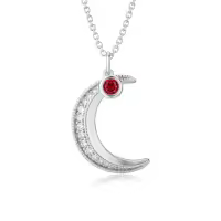 TOUPOP Sterling Silver Garnet Moon Pendant Necklace with Birthstone Jewelry Christmas Valentine Mothers Day Birthday Gifts for Women Her Wife Girlfriend Girls-undefined