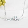wholesale Gold 925 Sterling Silver Ocean Wave Pendant Necklaces Minimalist Chain Beach  for Women-0-18