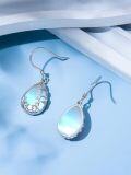 wholesale 925 Sterling Silver Teardrop Moonstone Dangle Earrings with Filigree Design for Women Gifts-0-2