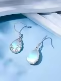 wholesale 925 Sterling Silver Teardrop Moonstone Dangle Earrings Wholesale with Filigree Design for Women Gifts-0-2