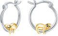 wholesale 925 Sterling Silver Gold Plated Sloth Huggie Hoop Earrings for Women Girls Minimalist Animal  36mm Diameter-0-0