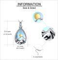 wholesale 925 Sterling Silver Teardrop Shape Mountain and Sun Design Cremation Jewelry Keepsake Pendant with Chain - 3D Engraved Elements in Blue Color-0-3
