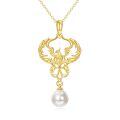 wholesale 14k Gold Phoenix Pendant Necklace With White Pearl Drop For Women-0-0