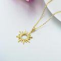 wholesale 14K Gold Cubic Zirconia Sun Pendant Necklace for Women - 16 Chain-0-4