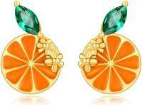 wholesale 925 Sterling Silver Orange Slice Stud Earrings for Women Fruit Accessories Summer s-Orange Slice