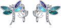 wholesale 925 Sterling Silver Dragonfly Clip-On Studs for Non-Pierced Ears - Blue & Green AB Shell Inlay Lotus Flower Design s for Women and Girls-0-0