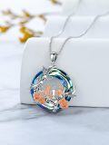 wholesale 925 Sterling Silver Blue Swarovski Crystal Rose Flower Sister's Circle Pendant Necklace-0-3