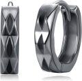wholesale Titanium  Black Plated Geometric Huggie Hoops for Men Women 20mm Diameter Minimalist Fashion Statement s-0-0