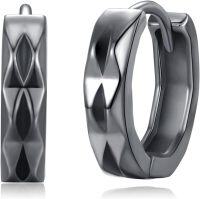 wholesale Titanium  Black Plated Geometric Huggie Hoops for Men Women 20mm Diameter Minimalist Fashion Statement s-Geometric