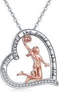 wholesale 925 Sterling Silver Sporty Girl Playing Basketball Pendant Necklace for Women-0-0