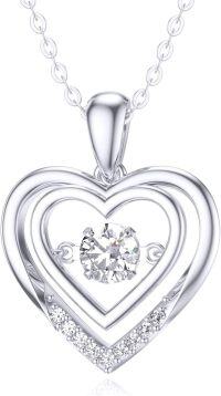 wholesale 14K Gold Moissanite Heart Pendant Necklace for Women 16 18 Inch-White Gold gold