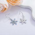 wholesale 925 Sterling Silver Blue Crystal Snowflake Drop Earrings Hypoallergenic Jewelry for Women Girls Gift 4cm Long-0-1