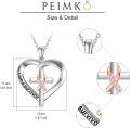 wholesale 925 Sterling Silver Breast Cancer Awareness Survivor s for Women - Heart Pendant Necklace with Cross and Pink Ribbon Charm-0-5