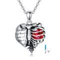wholesale 925 Sterling Silver Cremation Jewelry Heart Urn With Sky Blue Crystal Pendant-0-0