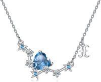 wholesale 925 Sterling Silver Aquamarine Heart-Shaped Pisces Zodiac Pendant Necklace for Women and Moms-03_Pisces(2.19-3.20)_Aquamarine