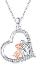wholesale 925 Sterling Silver Heart Dog and Angel Pendant Necklace with Cubic Zirconia Stones - Cute  for Women Girlfriends Moms-0-0