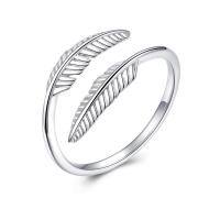 wholesale 925 Sterling Silver Feather Open Ring For Women-Silver