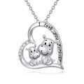 wholesale 925 Sterling Silver Heart-Shaped Hippo Pendant Necklaces - I Love You Forever Gifts for Mom/Mother's Day/Women/Girls-0-0