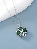 wholesale 925 Sterling Silver Green Crystal Shamrock Celtic Knot Claddagh Motherhood Love Knot Pendant Necklace for Women Gifts-0-2