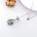 TOUPOP Sterling Silver Crystal Wolf Urn Necklace For Ashes Cremation Memory Jewelry-0-2