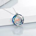 wholesale 925 Sterling Silver Blue Crystal Dolphins Pendant Necklace s for Women-0-2
