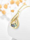 wholesale 18K Gold Plated 925 Sterling Silver Mustard Seed Pendant Necklace with AAA Cubic Zirconia & Natural Abalone Shell, Christian Faith Jewelry Gift-0-2