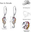 wholesale 925 Sterling Silver Black Enamel Sea Horse Leverback Drop Earring Gift for Her-0-9