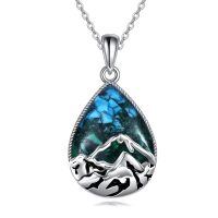 wholesale 925 Sterling Silver Turquoise & Malachite Mountain Range Pendant Necklace for Nature Enthusiasts-Turquoise Mountain Necklace