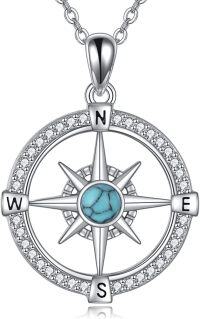 wholesale 925 Sterling Silver Turquoise Sea Turtle Compass Necklace for Women-Compass