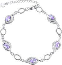 wholesale  Sterling Silver Birthstone Bracelets for Women Mom Grandma -Alexandrite