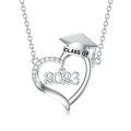 wholesale 925 Sterling Silver 2023 Class of Graduation Cap & Heart Pendant Necklace for Women-0-0