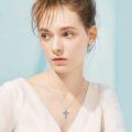 wholesale  Sterling Silver Turquoise Cross Necklace with Birth Flower Pendant -0-37