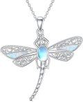 wholesale 925 Sterling Silver Opal Dragonfly Necklace Moonstone Turquoise Pendant Jewelry for Women Mom Her Christmas Birthday Gifts-0-0