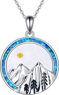 wholesale 925 Sterling Silver Opal Mountain Landscape Faith Pendant Necklace for Women and Moms-6-Opal Seed Mountain