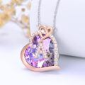 TOUPOP Sterling Silver Crystal Letter A Opal Flower Necklace For Women-0-3