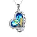 TOUPOP Sterling Silver Crystal Mermaid Necklace Pendant-0-0