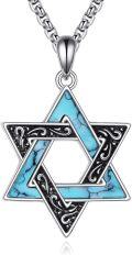 wholesale 925 Sterling Silver Turquoise Star of David Pendant for Men's Jewish Necklaces s-0-0