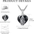 wholesale 925 Sterling Silver Heart Grim Reaper Pendant Necklace with Black Crystal Stone Gothic Jewelry for Men-0-2