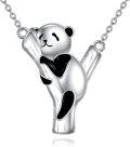 wholesale 925 Sterling Silver Panda Bear Heart Charm Pendant Necklace s for Women Girls-0-0