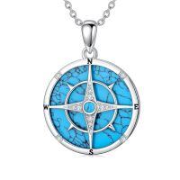 wholesale 925 Sterling Silver Turquoise Compass Pendant With Crystals-Style 3