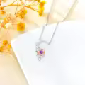 wholesale 925 Sterling Silver Rose and Moon Pendant with Purple Stone Necklaces Wholesale for Women-0-4